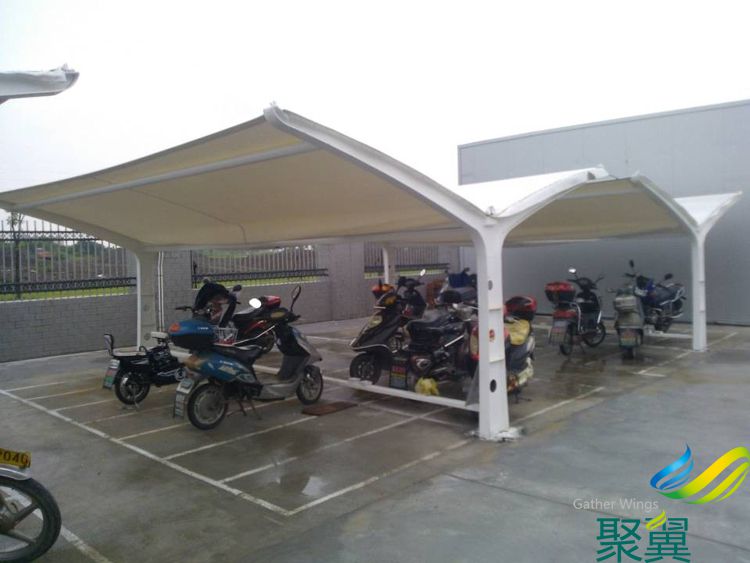 JY60z膜結(jié)構(gòu)自行車棚上海青浦案例實(shí)體照片展示