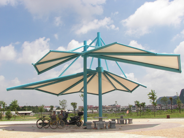公園膜傘膜結構遮陽棚JY-100MS，遮陽棚景觀安裝定制
