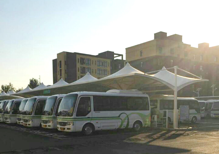 上海膜結構車棚公司加工公交站膜結構充電樁停車棚價格