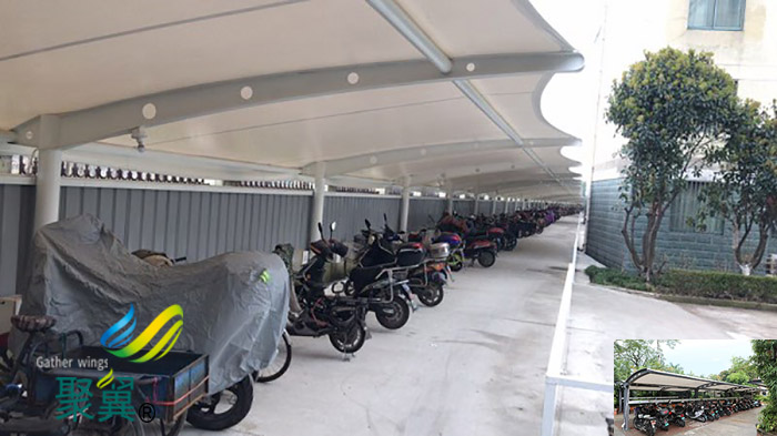 工地非機(jī)動車停車棚大小尺寸圖片施工方案效果圖