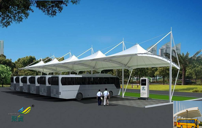 河南戶外小區(qū)張拉膜結構大巴汽車停車棚安裝施工方案